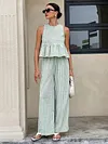 Women's Elegant Casual Sleeveless Ruffle Hem Top High-Waisted Pants Suits