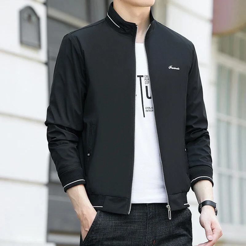 Aonga Business Jacket Men Casual Windbreaker Jacket Coat Men 2022 Fashion Spring Autumn New Hot Outwear Loose Stand Collar Jacket