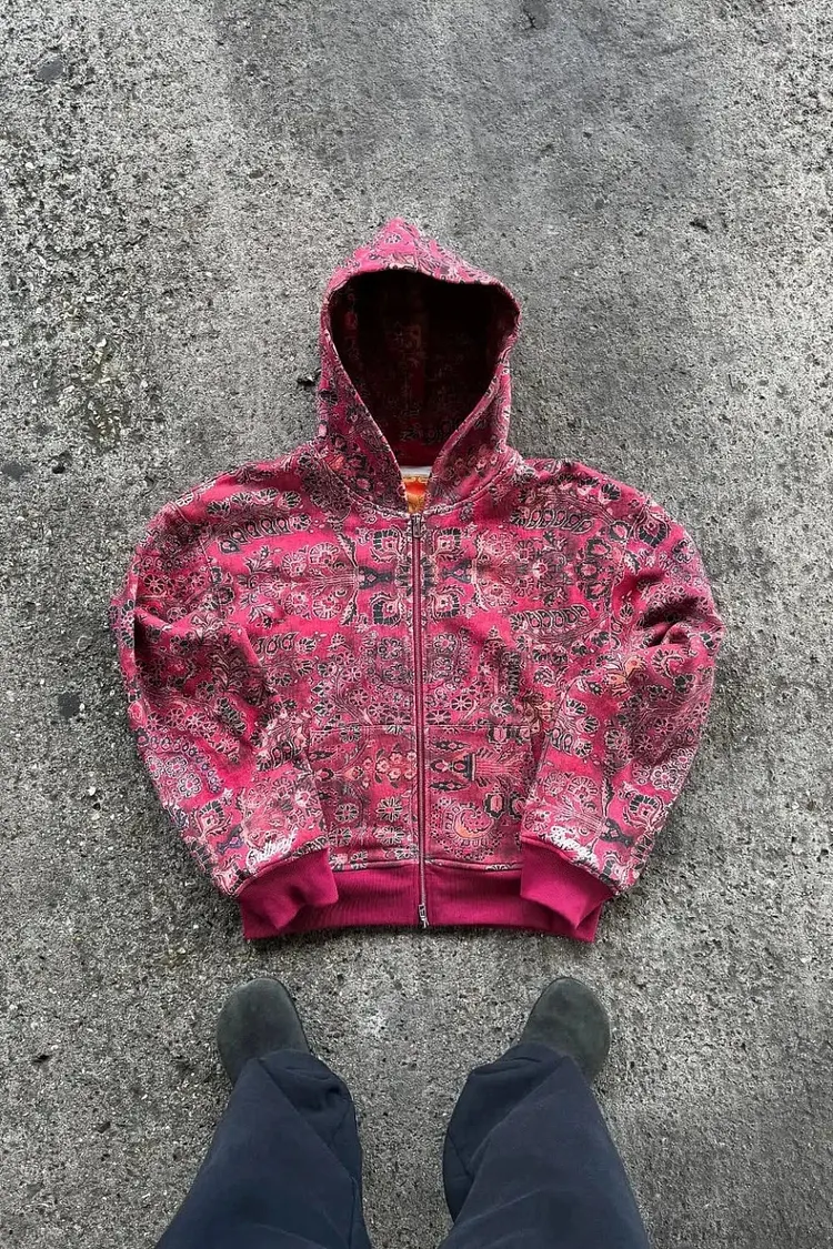 Gothic Full Pattern Printed Zipper Hoodie