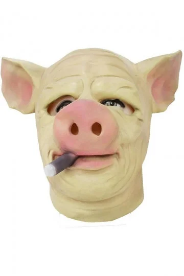 Horrible Smoke Pigs Latex Mask For Halloween Cosplay Party Beige White-elleschic