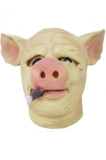 Horrible Smoke Pigs Latex Mask For Halloween Cosplay Party Beige White-elleschic