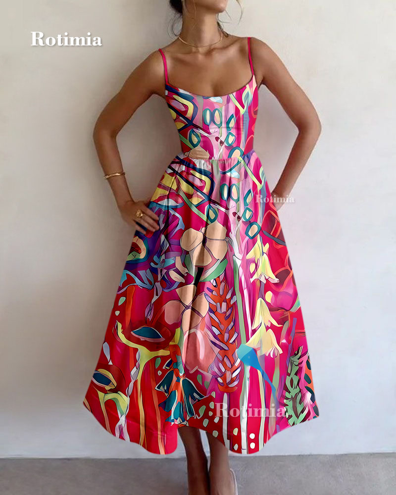 Gorgeous Flowers Printed Sling Dress