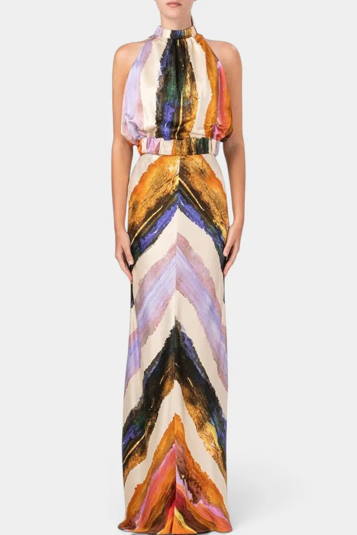 Bold Chevron Halter Maxi Dress