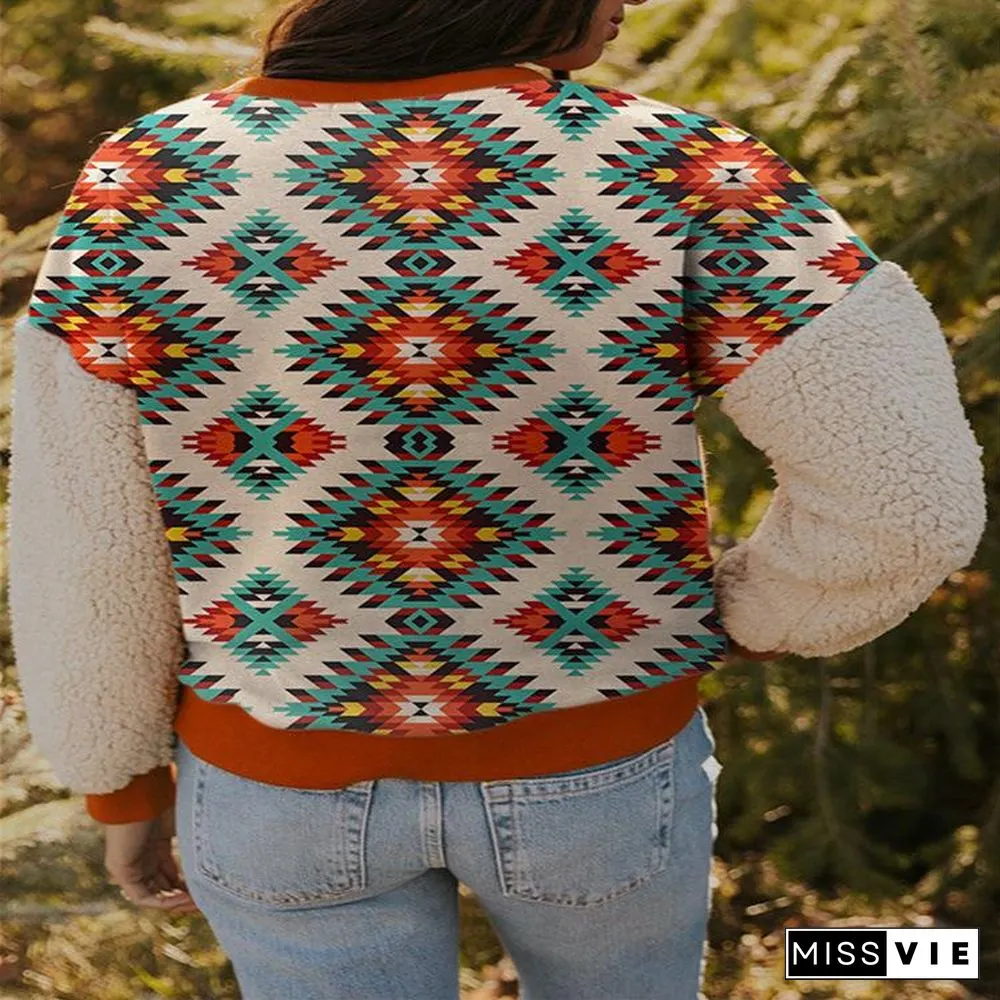 Leisure Pullover Ethnic Style Pattern Top