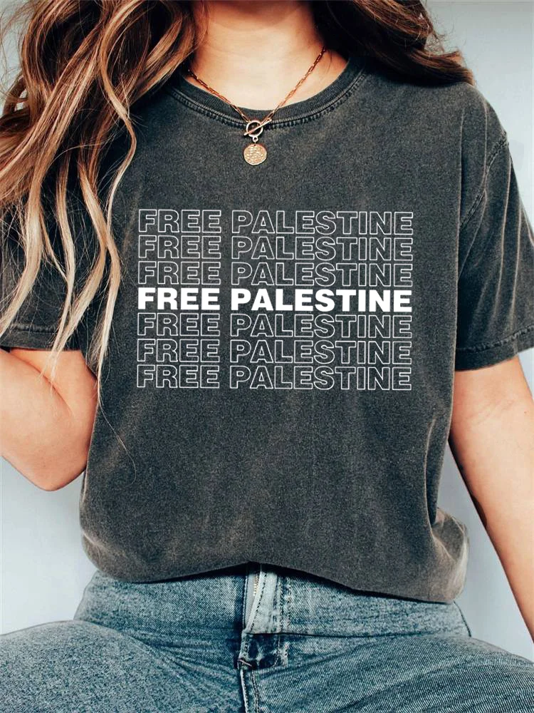 Women's Casual Free Palestine Print T-shirt