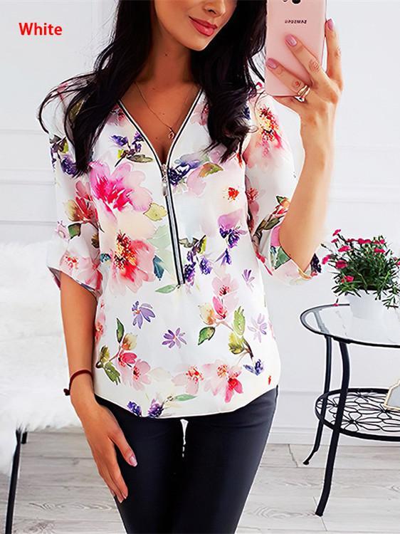 Women Half Sleeve V-neck Solid Color Dress