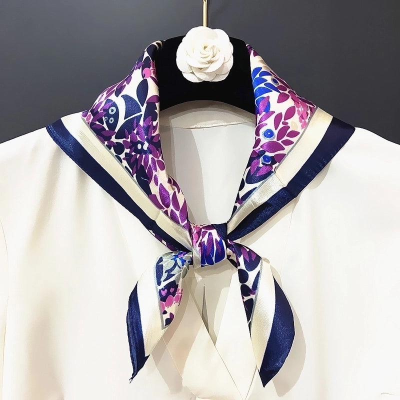 60cm Spring New Little Leaves Professional Ladies Square Scarf Silk Scarf