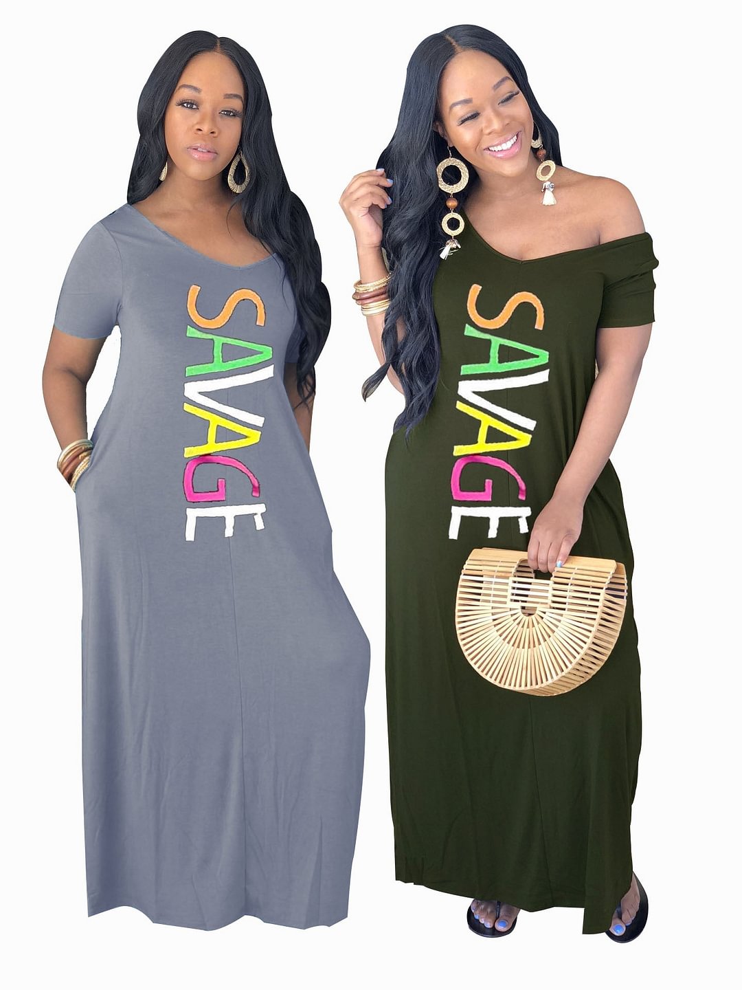 Women's Long Short-sleeved Dress Imitation Cotton