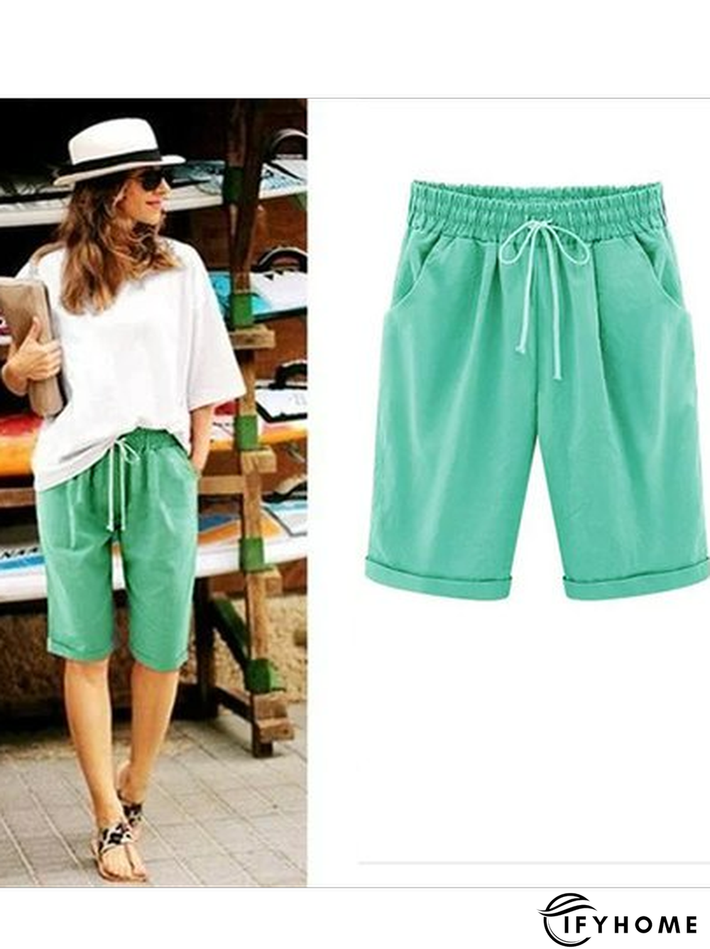 Women Casual Linen & Cotton Bottoms Shorts | IFYHOME