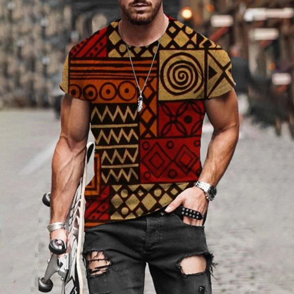 Mens retro personality printed T-shirt / [viawink] /