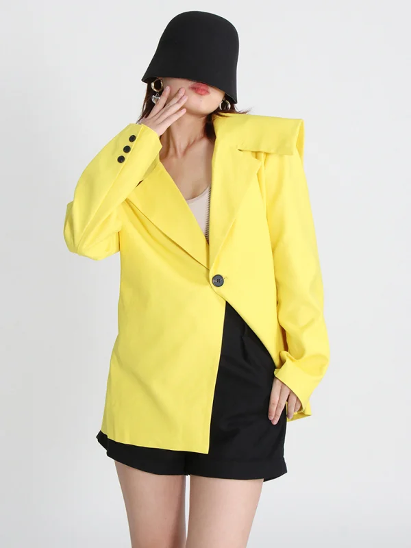 Women's one button long sleeve loose jacket Flusfy