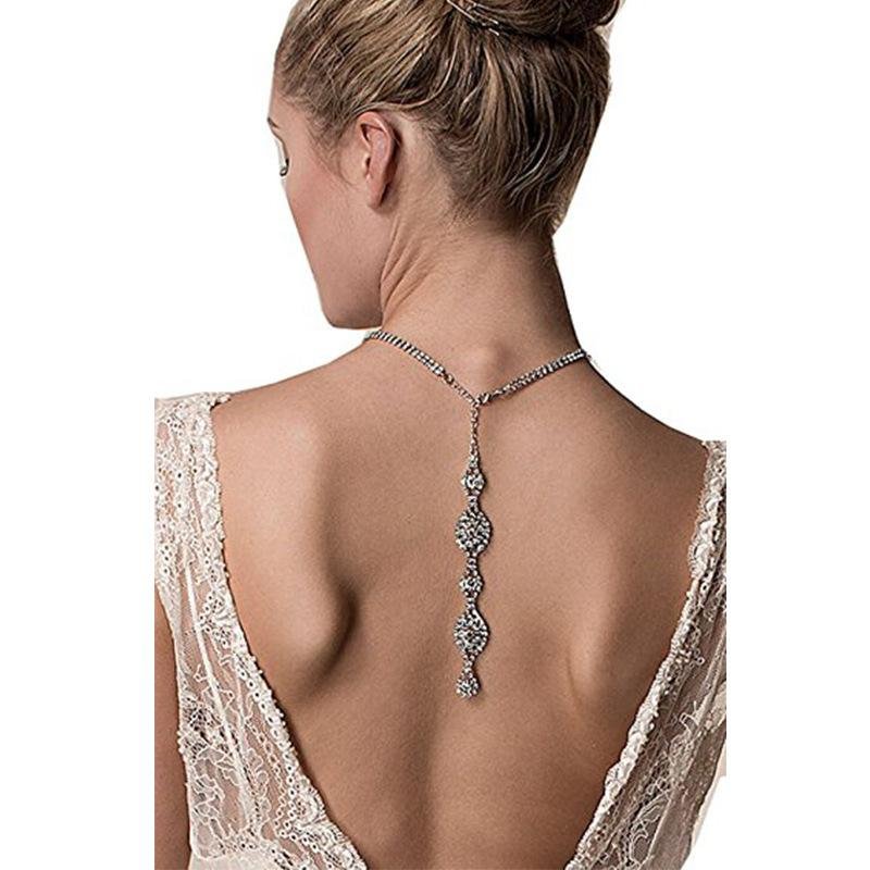 Luxury Rhinestone Back Chain Long Body Necklace Choker Jewelry-VESSFUL