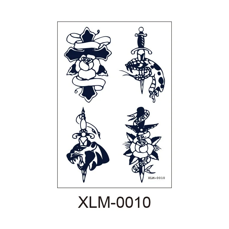 Waterproof Temporary Tattoo Sticker skull bull Cross English Letters Tatoo Fake Tatto