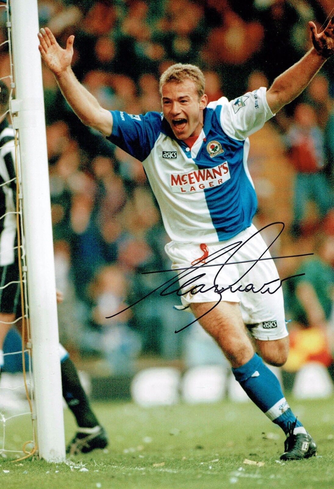 Alan SHEARER Signed Autograph Photo Poster painting AFTAL COA Blackburn Rovers Goal Celebration