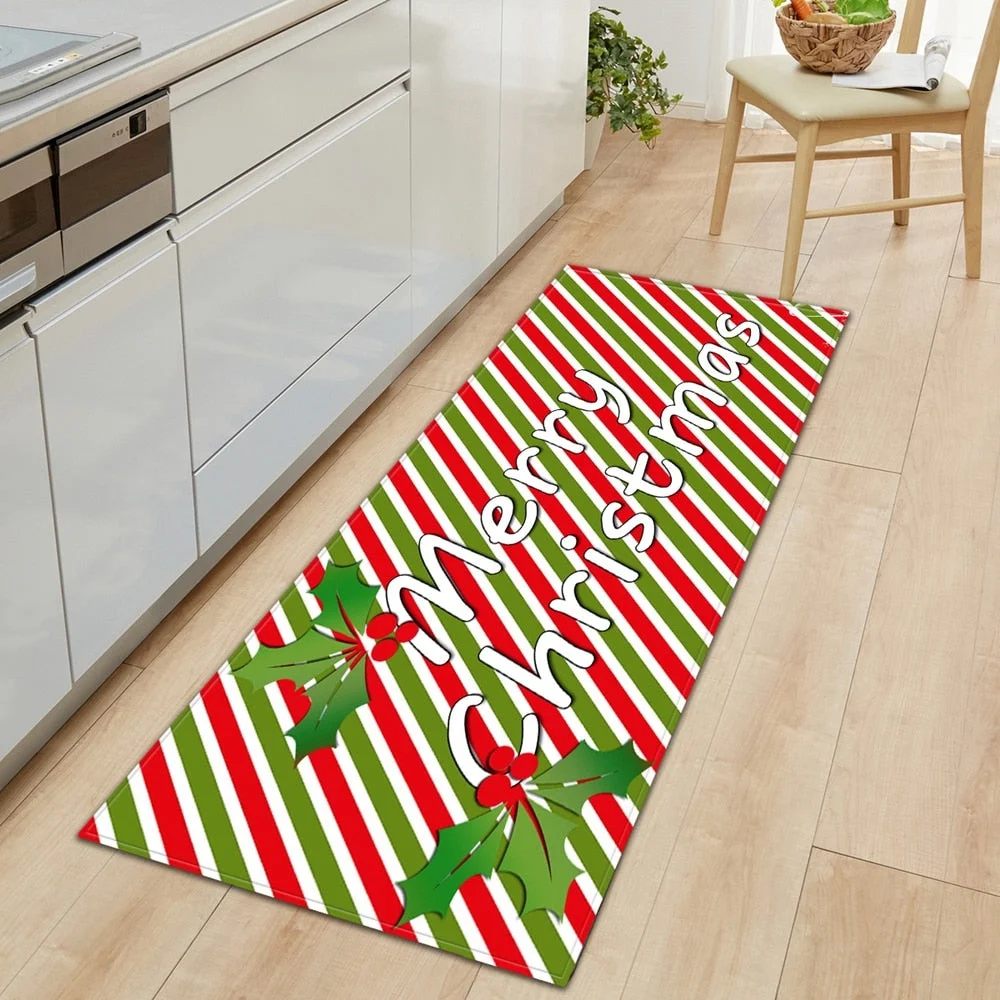 Kitchen Carpet Entrance Doormat Home Mat For Floor Merry Christmas Bedroom Tatami Dcorative Carpet Bath Anti-Slip Hallway Rugs
