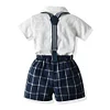 Kids Boys Short Sleeve Bowtie Shirts Gentleman Set 2 Pcs