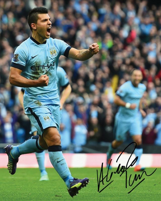 Sergio Aguero - Manchester City Autograph Signed Photo Poster painting Print