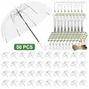 52 Inch Large Clear Bubble Umbrella Bulk with Classic Hook Handle Decorative Clear Wedding Dome Umbrella with Thank You Tags and Rope Guest Souvenirs for Wedding Party Bridal Favors