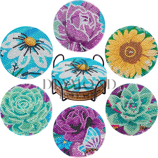 DIY Flower A Diamond Painting Coasters