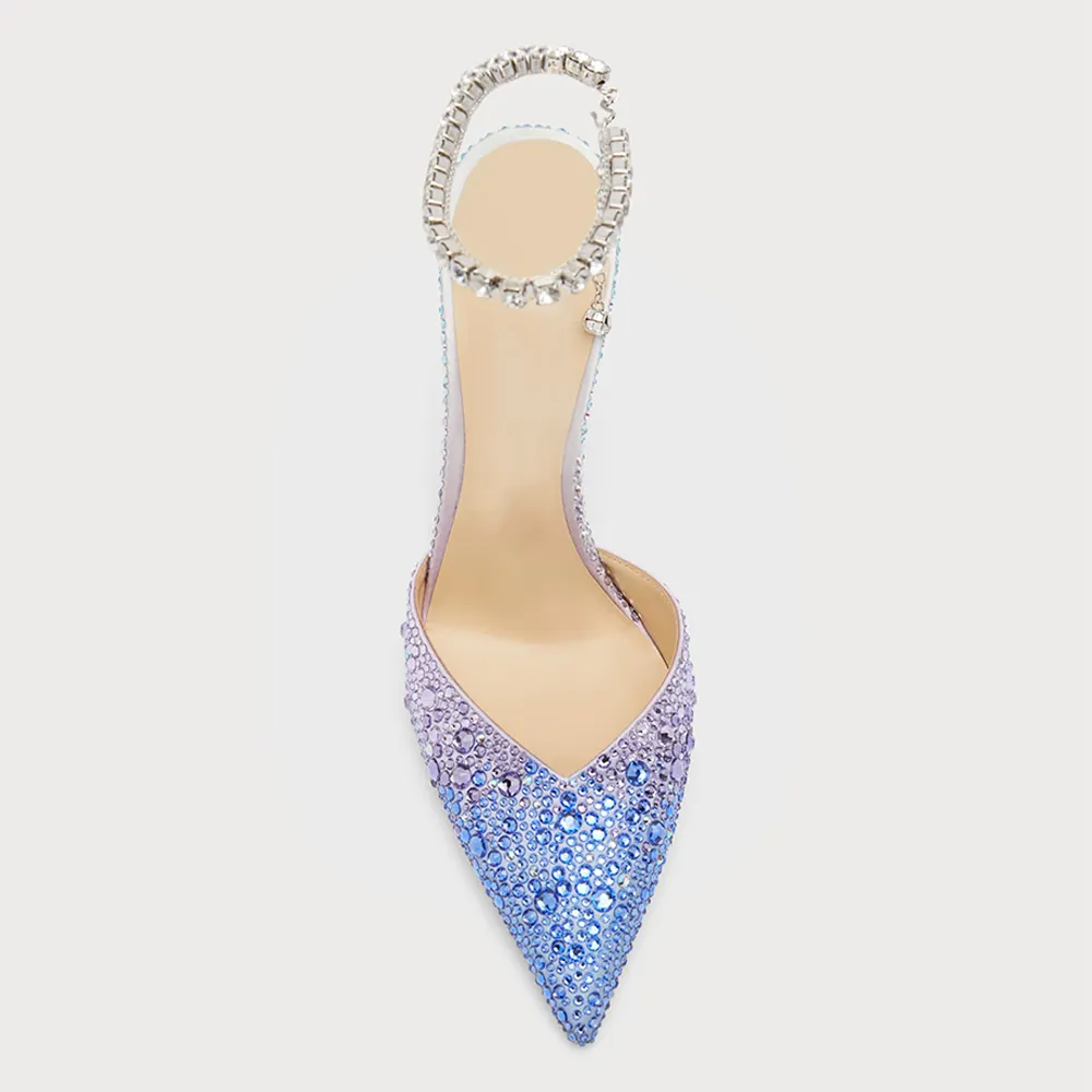 Rhinestone Ankle Straps Pointed Toe Pumps