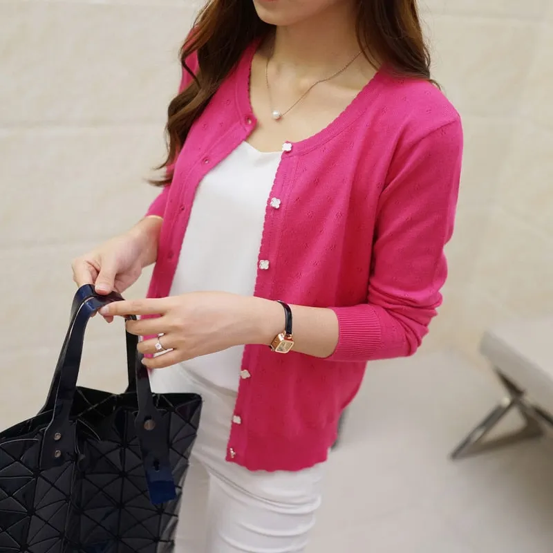 OHCLOTHING 2021 Short design thin cardigan women's cutout sunscreen air conditioning shirt sweater knitted outerwear small cape