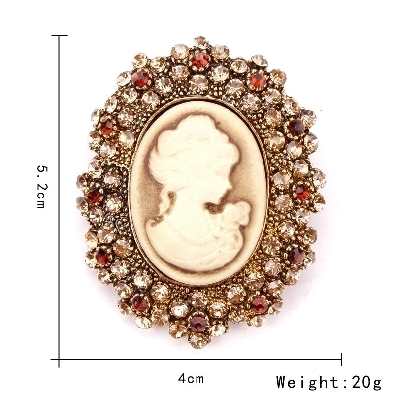 Retro Pin Portrait Alloy Plating Rhinestones Women’S Brooches