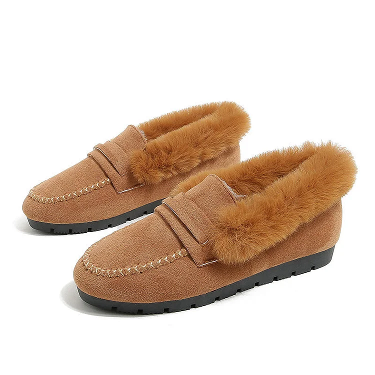 Women's Flats Loafers Comfort soft Fuzzy Outer Ankle Boots Mules Warm Shoes shopify Stunahome.com