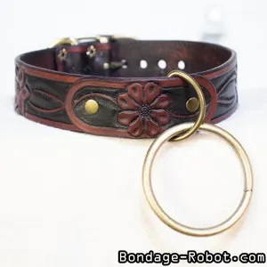 pornhint Pornhint Flowerbed Jr Leather Bondage Collar - A smaller floral submissive collar handcrafted to perfection - bdsm ddlg fetish slave collar sex toys