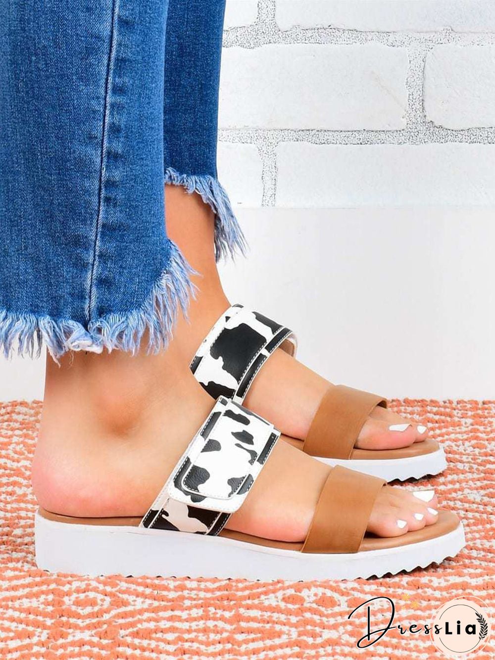 Leopard Print Snake Print Zebra Print Cow Print Strap Casual Slippers