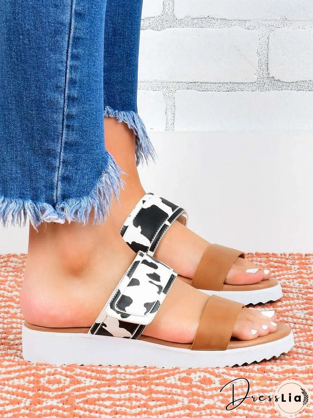 Leopard Print Snake Print Zebra Print Cow Print Strap Casual Slippers