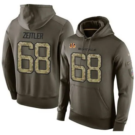 NFL Men's  Cincinnati Bengals #68 Kevin Zeitler Stitched Green Olive Salute To Service KO Performance Hoodie
