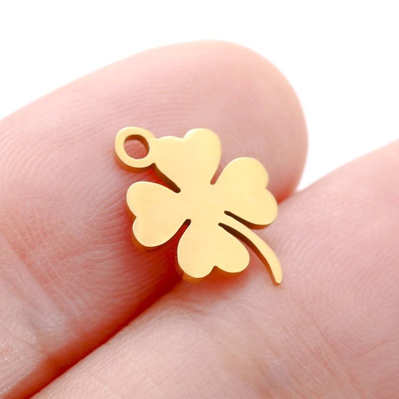 5 PCS/Package 304 Stainless Steel Leaf Four Leaf Clover Ginkgo Leaf Pendant Jewelry Accessories