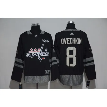 Washington Capitals #8 Alex Ovechkin Black Men's 1917-2017 100th  Anniversary Stitched NHL Jersey