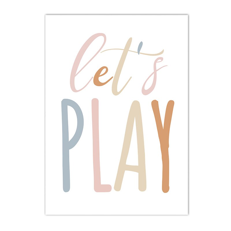 ABC Wall Art Poster Let's Play and Read Canvas Painting Alphabet Art Prints Nursery Posters Nordic Wall Pictures Kids Room Decor