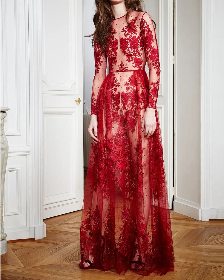 Women's Embroidery Mesh Dress