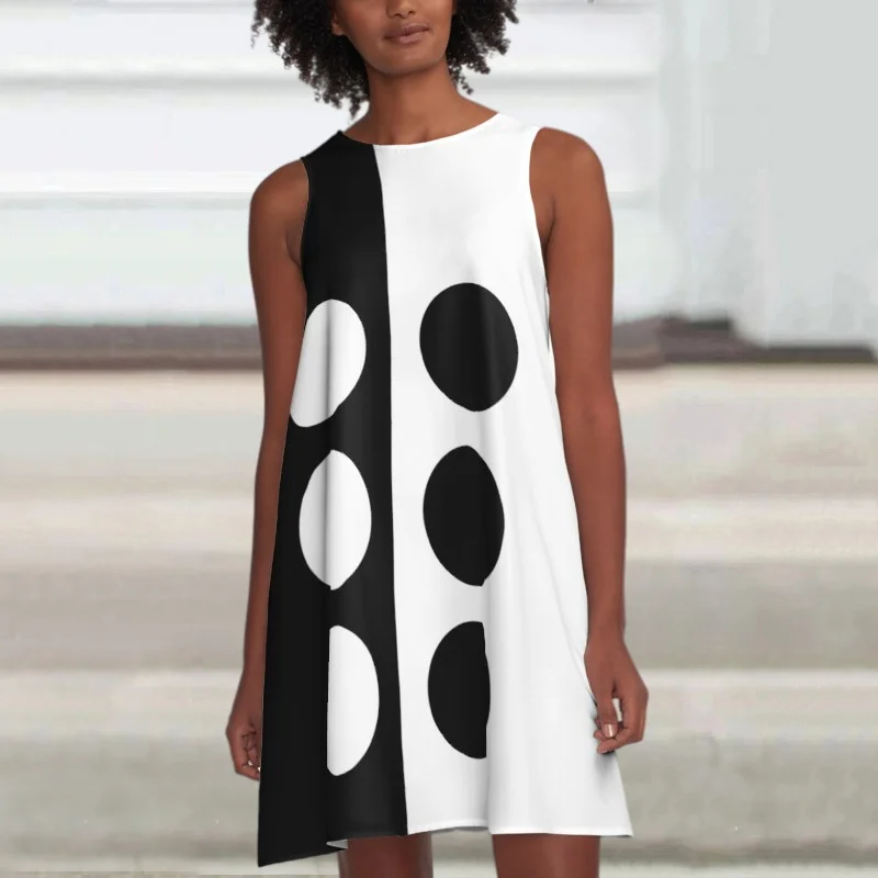 ⚡NEW SEASON⚡Round Neck Contrast Print Sleeveless Mini Dress
