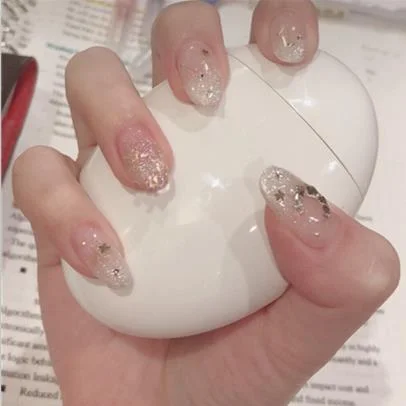 24pcs/set Punk Black Gradient Fake Nails Round Full Cover Gold Moon Star Decal Nail Art Tips Artificial Press on Nails-Nail Inspo