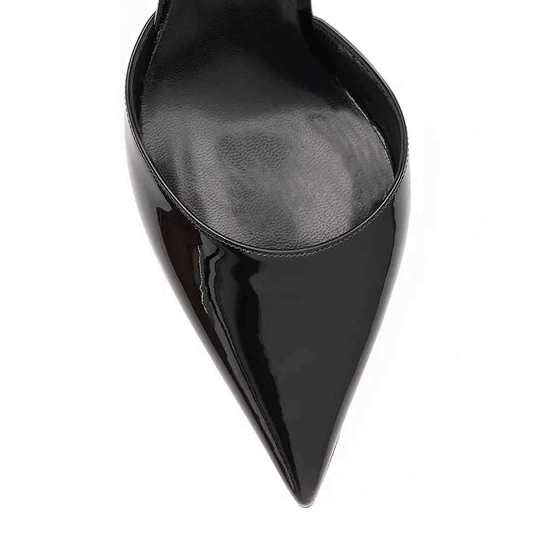 Black Patent Leather Slingback Pointed Toe Classic Pumps for Women