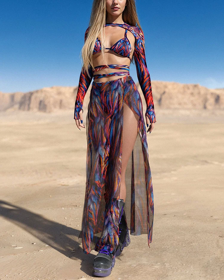 Rave Duster Party Top and Skirt Festival Outfit Set