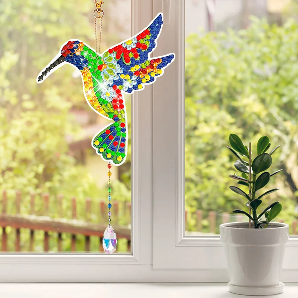 DIY Hummingbird Suncatcher Double Sided Crystal Painting Ornament for Window Decor