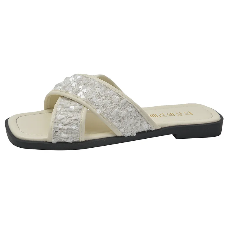 Uveng Uveng Cold Slippers Women 2024 New Summer Wearing Fairy Style High-End Fashion 100 With Skirt Flat Bottom Code