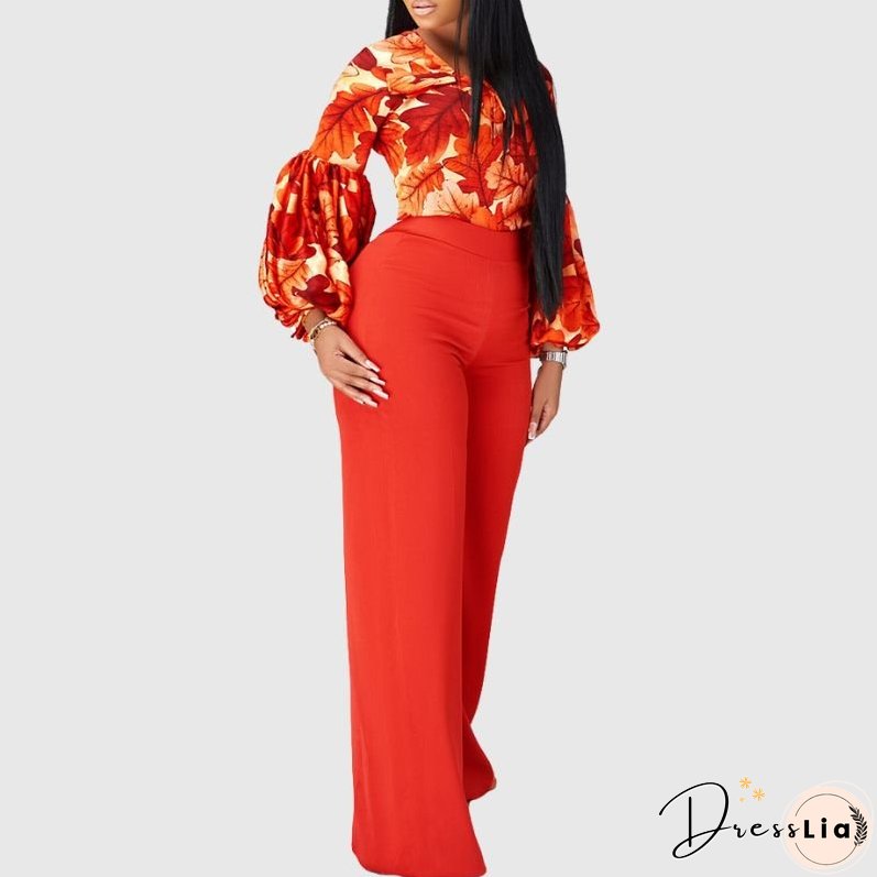 Flower Printed Wide Leg Pant Set
