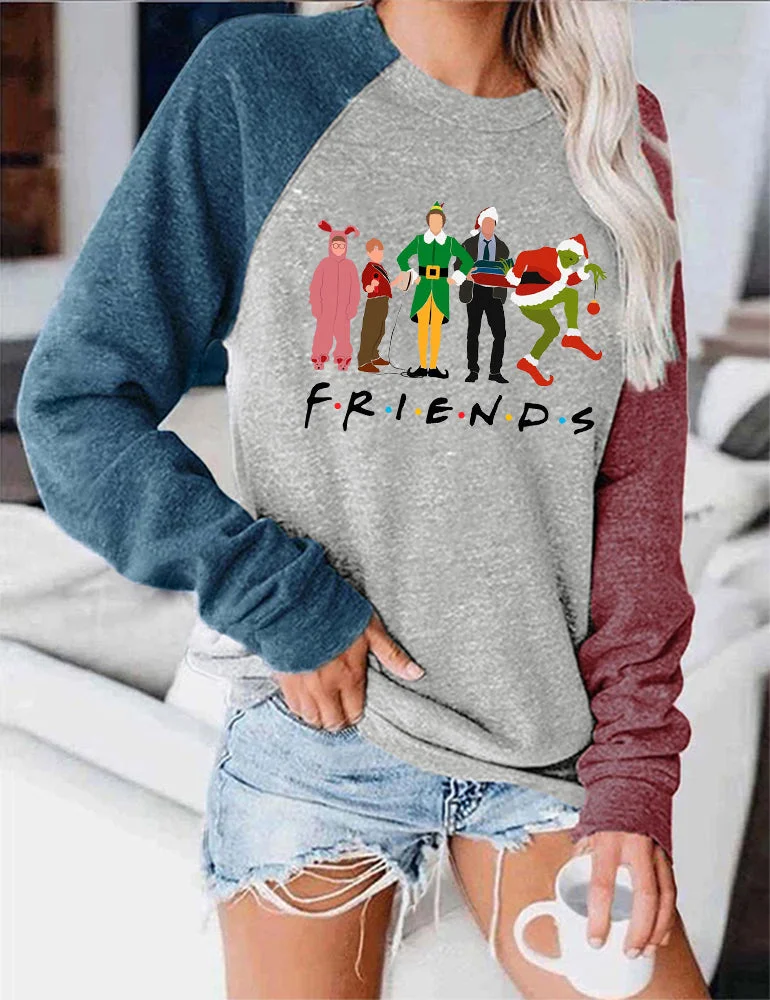 Christmas Movie Friends Color Block Blouse