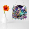 (Upgrade Size)DIY Double Sided Effect Diamond Painting Hanging Pendant Kit (Owl)