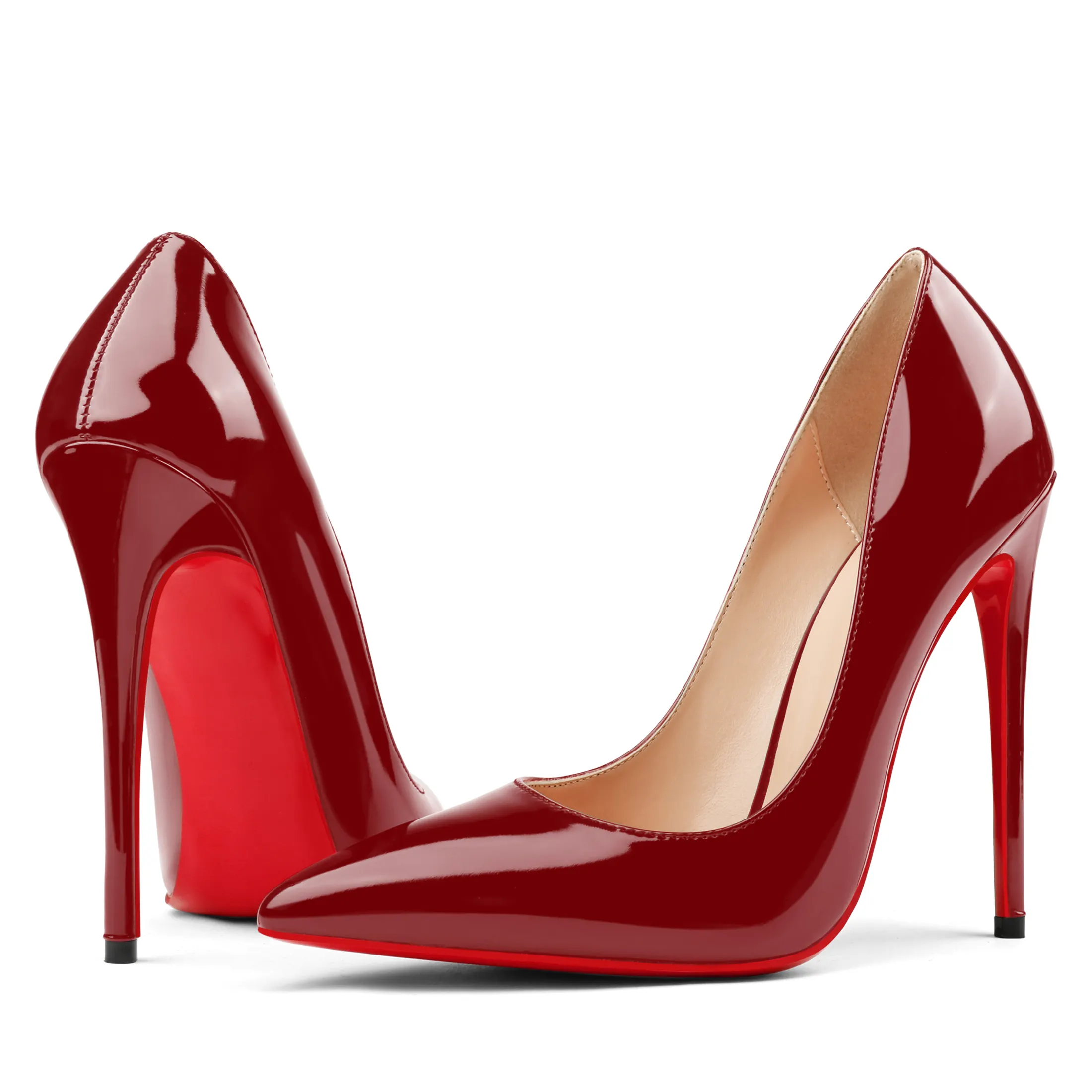 120mm Women's Party Daily Red Soles Patent Pumps-vocosishoes