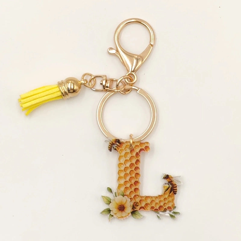 Classic Style Commute Letter Bee Arylic Unisex Bag Pendant Keychain