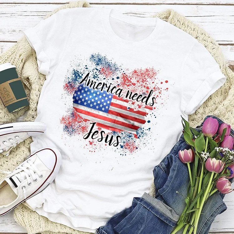 America needs Jesus T-Shirt Tee --Annaletters