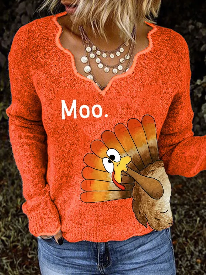Women's Thanksgiving Printed Sweater 