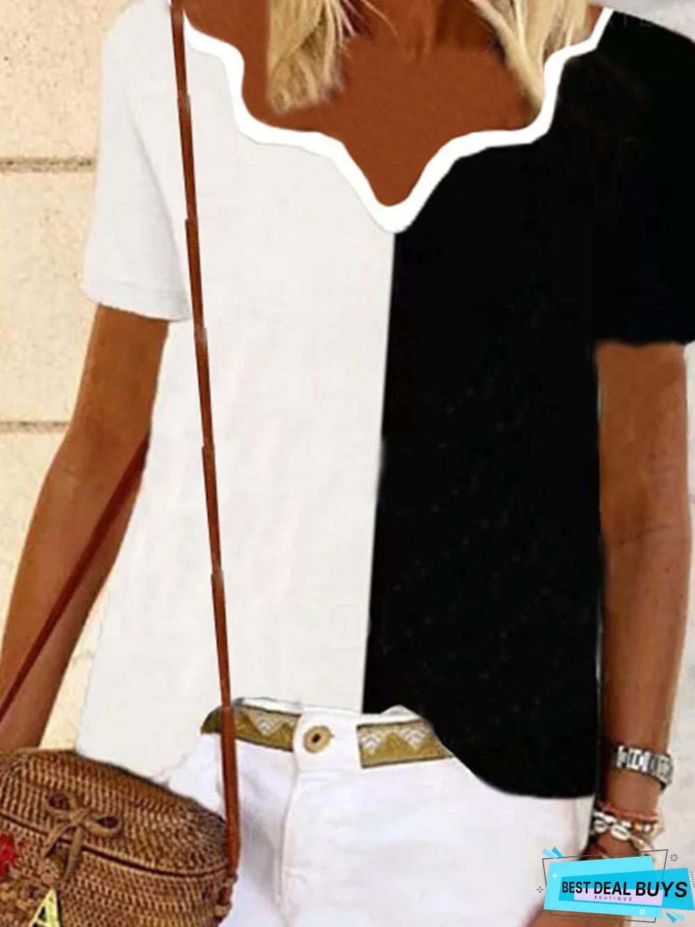 Short Sleeve Plain Casual Top