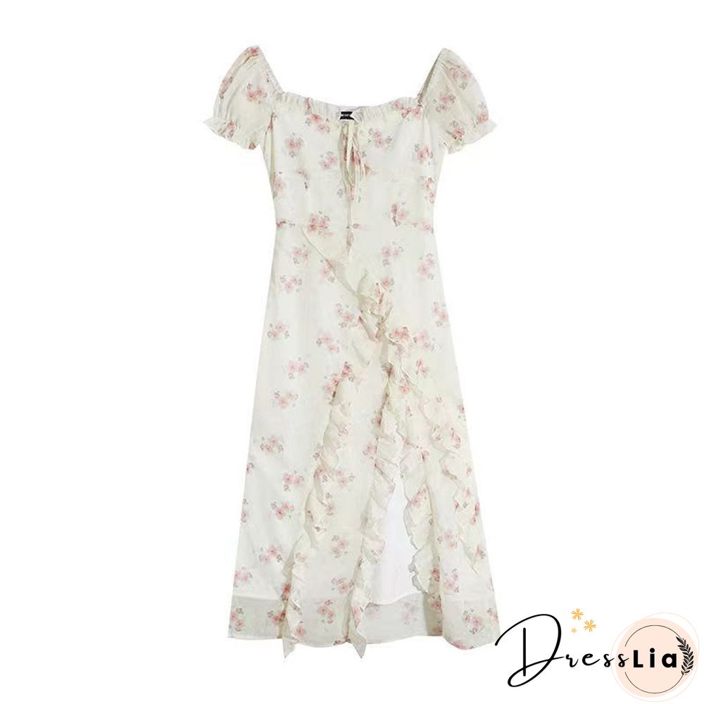 Summer Floral Sleeveless Midi Dress Elegant Sexy French Vintage Strap Dresses Woman Party One Piece Korean Fashion Robe Y2K